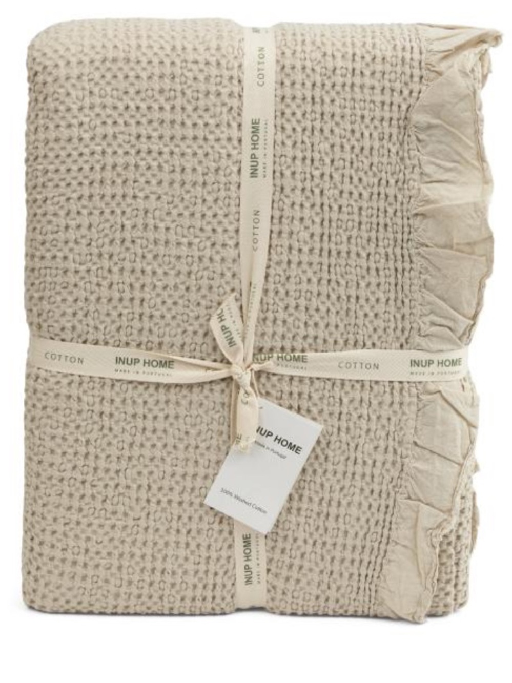 INUP HOME Waffle Cotton Blanket in Beige